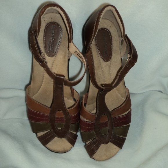 NWOT Earth Origins Women's 11 M Rosie Sandals Shoes Brown Leather Peep Toe - Picture 3 of 13